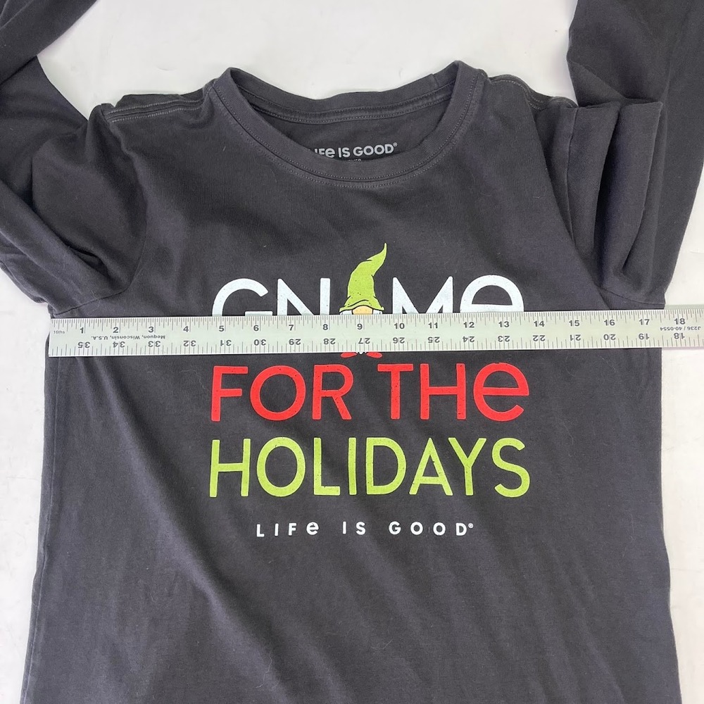 Life is Good Womens Black Gnome for the Holidays Crusher Long Sleeve Tee Small - Picture 11 of 13
